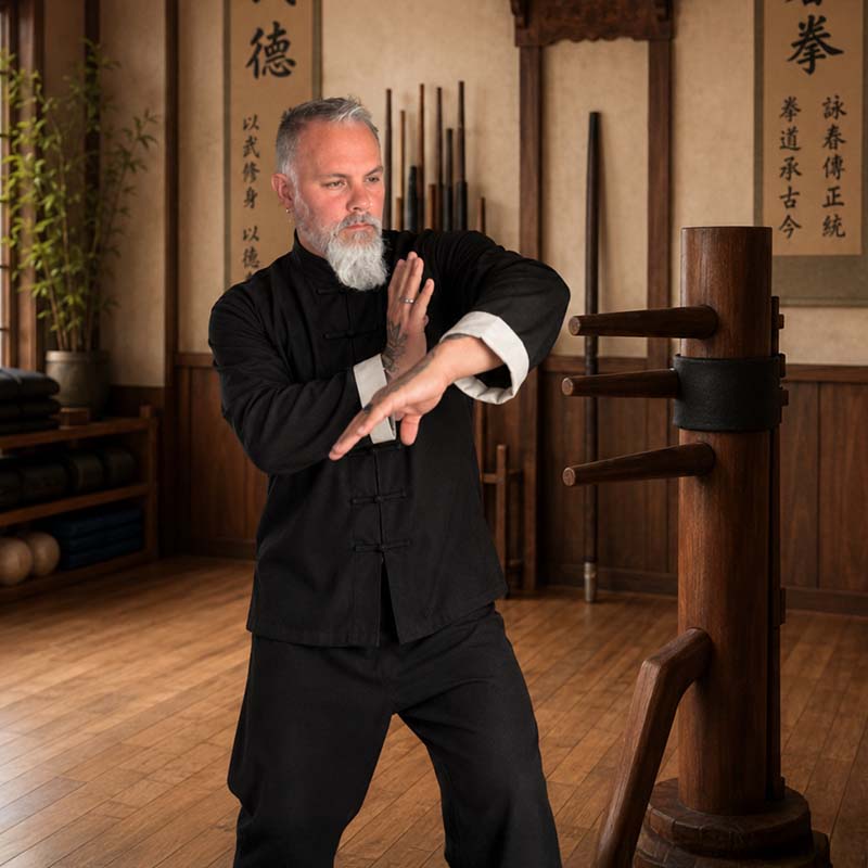 Benjamin Kahle Wing Chun wooden dummy training traditional kwoon