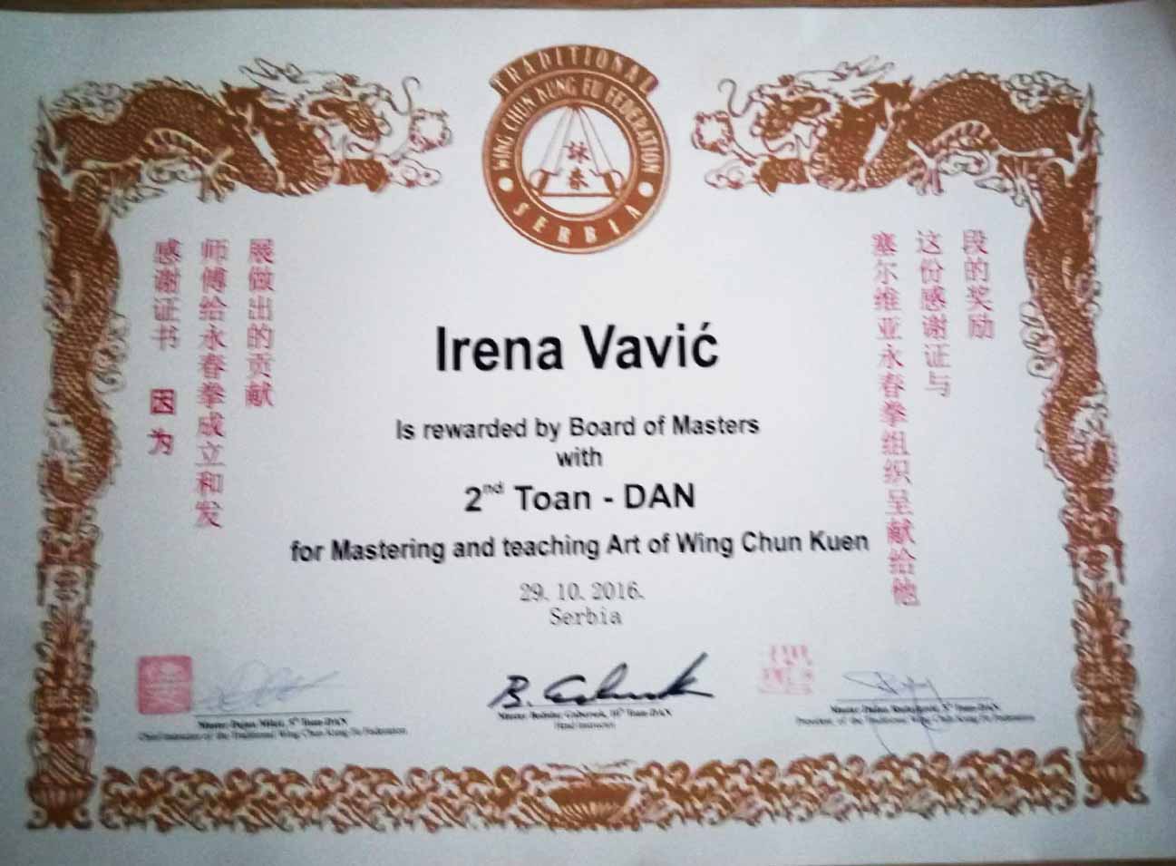 2nd Toan Dan Master Certificate