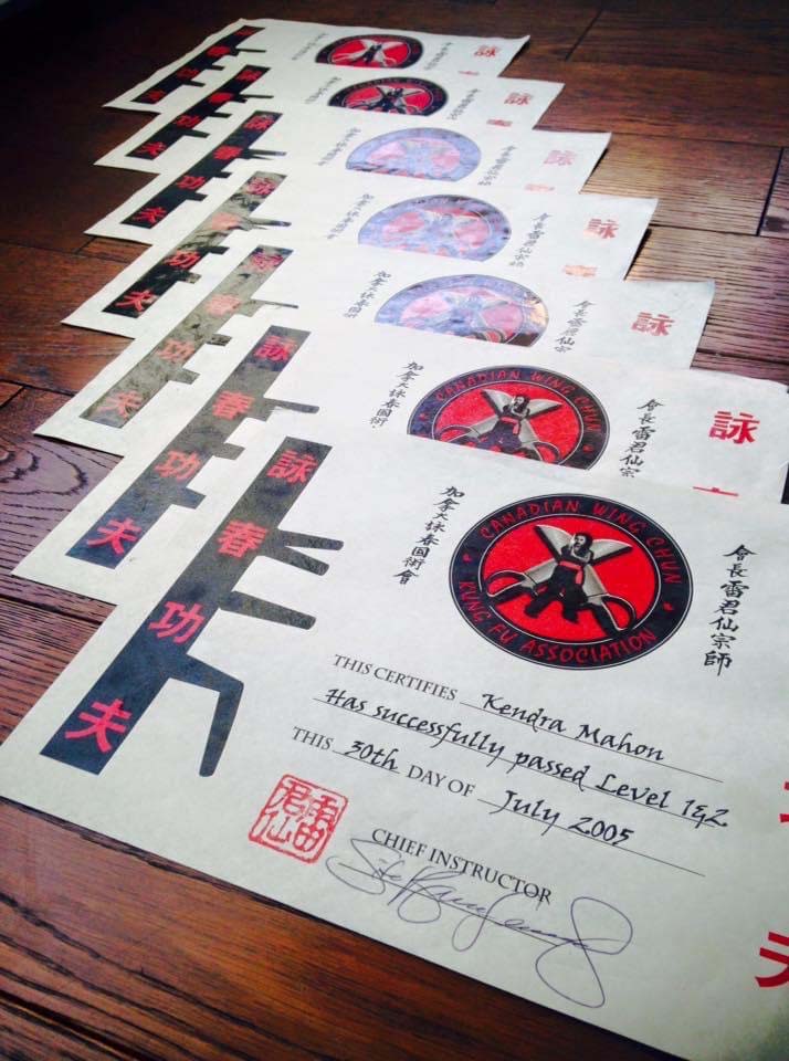 Kung Fu Kendra Official and Verified Wing Chun Master Certificates
